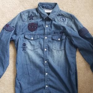 Western style Long sleeve denim shirt